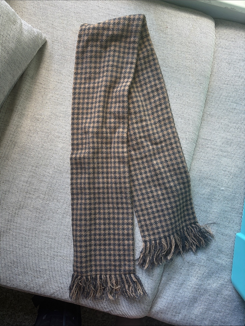 Men's Brown and Black Houndstooth Wool Scarf